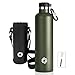 FEIJIAN Trinkflasche Edelstahl 1L mit Karabiner - auslaufsicher Thermosflasche für Kohlensäure Kaffee Tee, BPA-Frei Sport Outdoor Wasserflasche für...