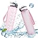 flowgoer Wasserflasche, Wasserflaschen 1L mit Strohhalm und motivierender Zeitmarkierung, Tritan BPA freie Sport-Wasserflasche, Trageriemen...