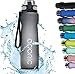 Adoric Trinkflasche für den Sport [BPA -freies Tritan] 1l, wasserdicht, aus Kunststoff, für Sport, Radfahren, Camping, Outdoor, Yoga, Gym (Grau)